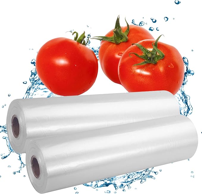 Plastic Produce Bag 12" X 20", Clear Food Storage Bags for Food, Bread, Vegetable, Refrigerator Storage, Kitchen, Fruits and Meat, Easy To Tear, Continuous Roll- 350 Bags/Roll (2 Rolls)