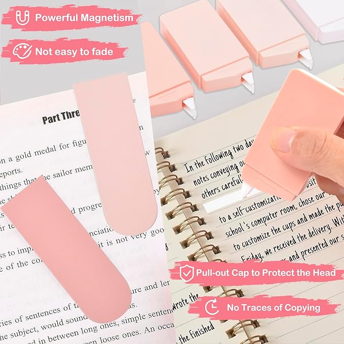 ChezAbbey 47Pcs Aesthetic School Supplies with Pencil Pouch - Cute College Essentials Set, Big Capacity Pen Case, Pastel Highlighters, Bible Study Journaling Stationary Kit (Pink)