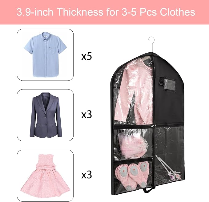 Dance Costume Garment Bag for Dancers with Backpack Storage Bag,40 inch Kids Garment Bag for Dance Competitions with Pockets for Dance Costumes,Cheer Uniform Garment Bags for Hanging Clothes Travel