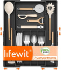 Lifewit Silverware Drawer Organizer, Expandable BPA Free Utensil Tray for Kitchen, Adjustable Flatware and Cutlery Holder, Plastic Storage for Spoons Forks Knives, 8.9-14.2 x 11.3-19.4 x 1.7, Black