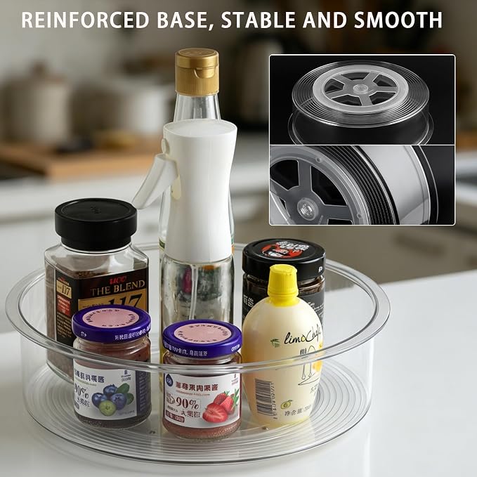 Lazy Susan Organizer 10in+12in 2Pcs Clear Rotating Tray 360° Turntable for Pantry Fridge Cabinet Kitchen Bathroom Storage，Spice Organization，Kitchen Condiment Organizer