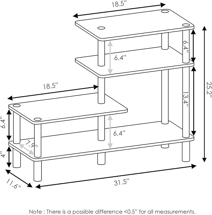 Furinno Turn-N-Tube 3-Tier Side Display Rack, Espresso/Black
