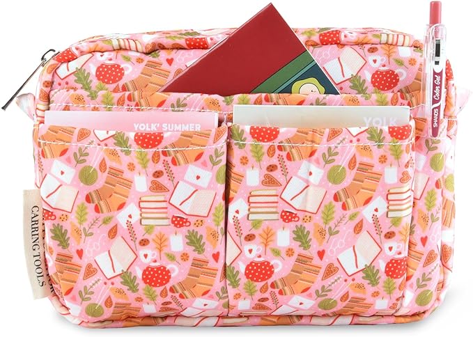 Multiple Pockets Portfolio Organizer with Zippered,Storage Pencil Pouch Bag | Waterproof Travel Toiletry Bag,Portable Pencil Pouch for Notebooks,Stationeries,Make-up,Journal Office Art Supplies.Sock Book