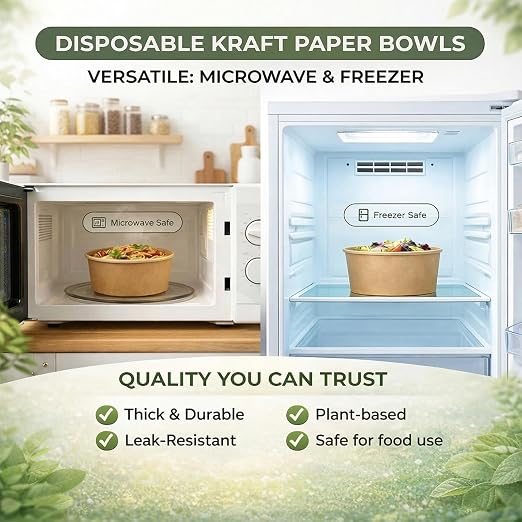 TOPtoper 36Oz 50Pcs Large Paper Bowls with Lids, Disposable Soup Serving Bowls Bulk Party Supplies for Hot/Cold Food, Soup (36 OZ)