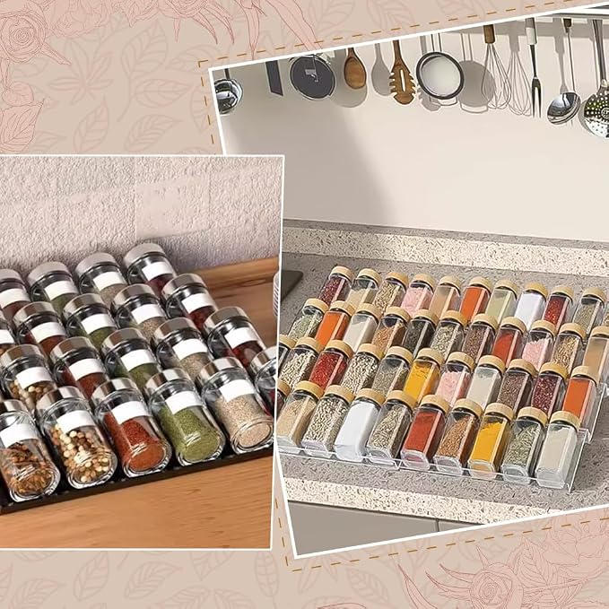 BENECREAT 8Pcs Plastic Drawer Seasoning Organizer, 4.6×11×1.1inch Clear Plastic Spice Drawer Organizer for Kitchen Drawer, Countertop Storage