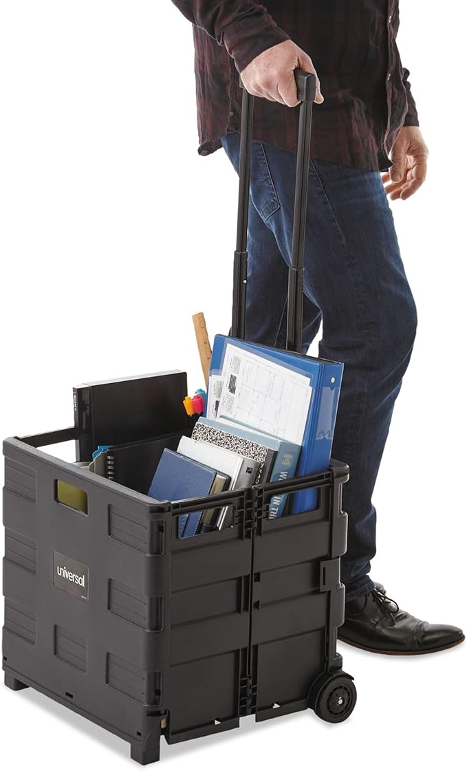 Universal Collapsible Mobile Storage Crate, 18 1/4"x15"x18 1/4" to 39 3/8", Black (14110)