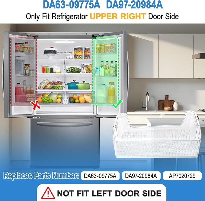 Upgraded Right RF28T5001SR RF28T5021SR RF27T5201SR RF27T5241SR RF28T5101SR RF28T5001SG Door Shelf Bin Compatible with Samsung Fridge Door Shelves DA63-09775A DA97-20984A Samsung Refrigerator Door Bin