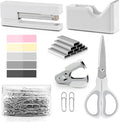 White Office Supplies for Kids, White Desk Office Supplies and Accessories for Kids, Stapler and Tape Dispenser Set for Women, Office Gift for Women, Office Lady, Coworkers, Office Clerks, Kids