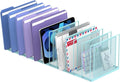 File Organizer for Desk, 11-Section Vertical File Sorter, Paper Holder Organizer Standing Metal File Folder for Office Home Classroom, Blue