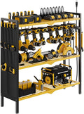 NattyDot Power Tool Organizer Cart with Charging Station, 8 Drills, Yellow | Freestanding Power Tool Cart Holds 8 Drills; Charging Station Powers Batteries while Sturdy Shelves Organize Garage Gear