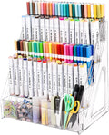 CELSOL Acrylic Desk Organizer – 5 Tier 25 Compartments Vertical Storage for Pens, Markers, Art Supplies & Office Accessories – Clear Desk Storage Solution for Home, Office & School