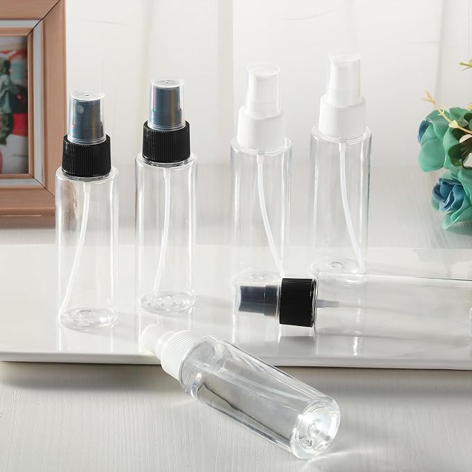 6 Pack Small Spray Bottles Travel Size 2.7oz - Fine Mist Mini Empty Sprayer | Refillable Plastic Spray Bottles, TSA Approved Travel Bottle Set - Leak Proof - for Hair, Face Toner, Plants, Cleaning
