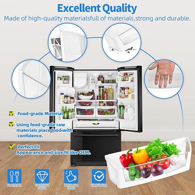[2 PACK] WPW10212139 Refrigerator Door Shelf Bin Compatible with Whirlpool Refrigerator Door Shelf W10212139 Maytag Fridge Shelves Replacement WRF555SDF WRF555SDH GI6FDRXX GI6FARXX GI6SDRXX Left Bin