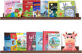 AZSKY Floating Picture Ledge 36 Inch Wall Mount Floating Shelves Long Wood Floating Book Shelves for Kids Room Wall Shelves for Bathroom Decor Deep Walnut Set of 2