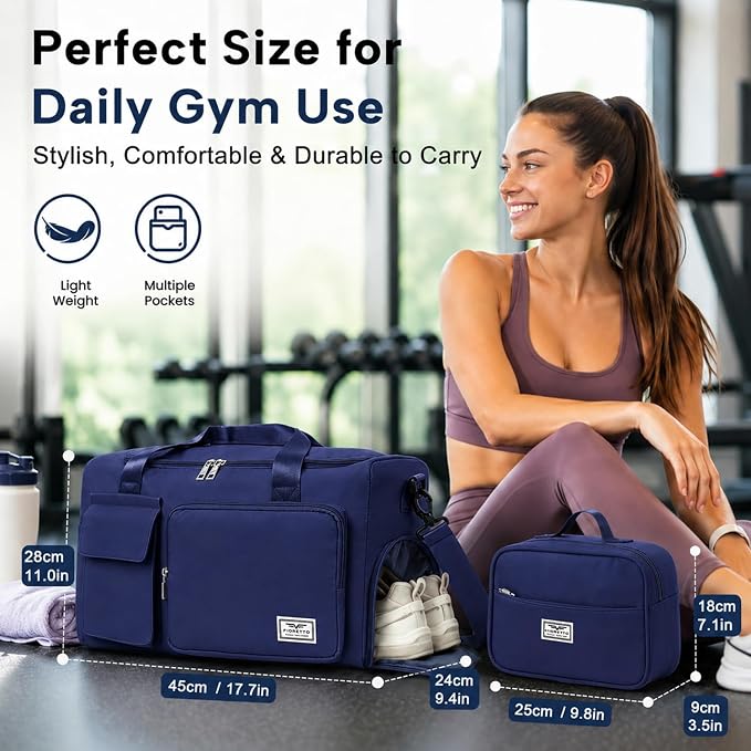 FIORETTO Women's Gym Duffle Bag with Shoes Compartment, 30L Capacity, Ideal for Travel, Gym, Sports, Duffel, Weekender