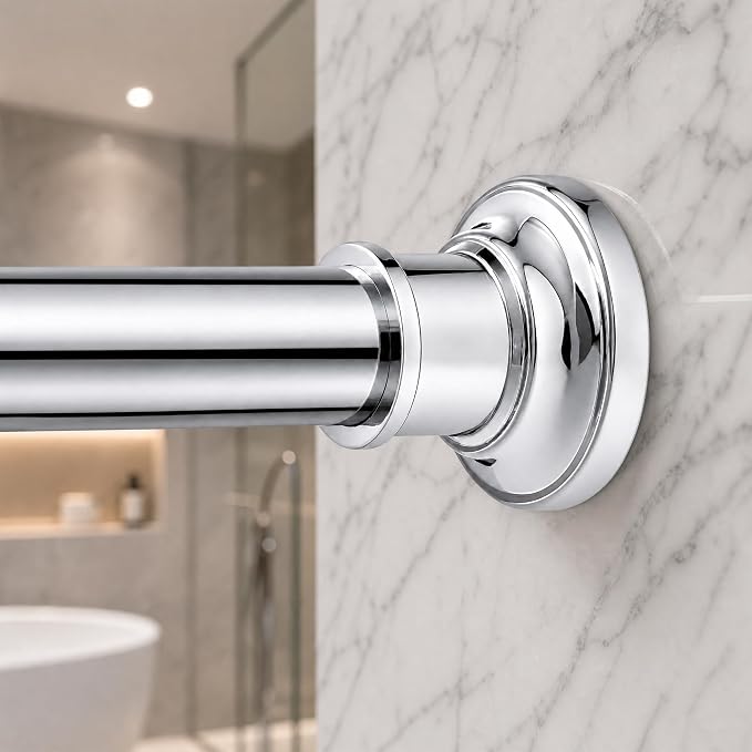 Outdoor Tension Rods No Drilling Patio Shower Curtain Rod 40-130 Inch | Extra Long Tension Curtain Rod,10FT,Heavy Duty,1.1 Inch Thick Diameter,Spring Adjustable,No Rust,Bathroom,Windows,Silver