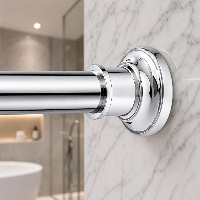 Shower Curtain Rod 30-88 Inch Tension Curtain Rod Shower Rod for Bathroom | No Drill Curtain Rods,Heavy Duty,1.1 Inch Thick Diameter,Spring Adjustable,No Rust,Bathroom,Windows,Silver