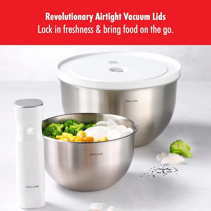 ZWILLING Fresh & Save BOWLS 9-pc Stainless Steel Vacuum Bowl Starter Set, Airtight Food Storage Containers for Meal Prep and Leftovers, Durable, BPA-Free, Stackable