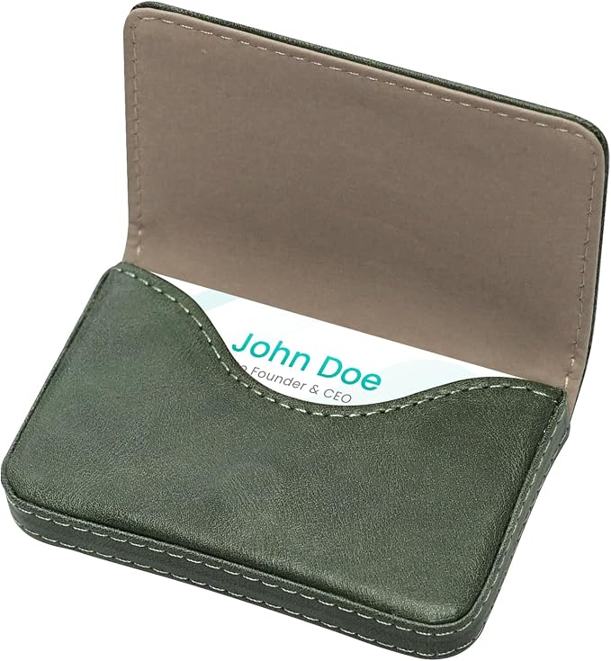 RFID Blocking Wallet - Minimalist Leather Business Credit Card Holder (12-Green)