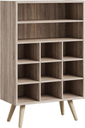 5 Tiers Shoe Cubby, Shoe Storage Cabinet with 9 Cubbies, Wooden Shoe Rack Organizer with 2 Shelves and Legs, 10-15 Pairs, Freestanding Cubby Shoe Rack for Closet, Entryway, Bedroom, Natural