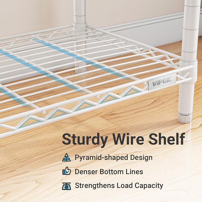 VIPEK V2 Heavy Duty Clothes Rack 4 Tiers Wire Shelving Garment Racks with 3 Hanging Rods Compact Freestanding Closet Metal Closet Rack, Max Load 700LBS, White