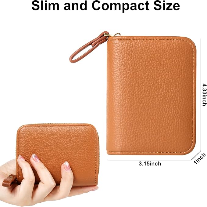 Credit Card Wallet, RFID Card Case Wallet, Zipper Card Cases Holder for Men Women, RFID Blocking, KeyChain Wallet, Compact Size Card Organizer Case for Women
