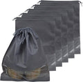 10 Pack Shoe Bags for Travel, Drawstring Bag for Men Women, Shoe Storage, Travel Essentials, Organization Accessories (10, Grey)