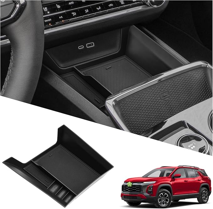 Ruiya 2026 Equinox Console Organizer for Chevy Equinox 2026 Accessories ABS Material Front Gear Storage Box Compatible with 2025 2026 Chevy Equinox LT/RS/ACTIV(Not for Equinox EV)
