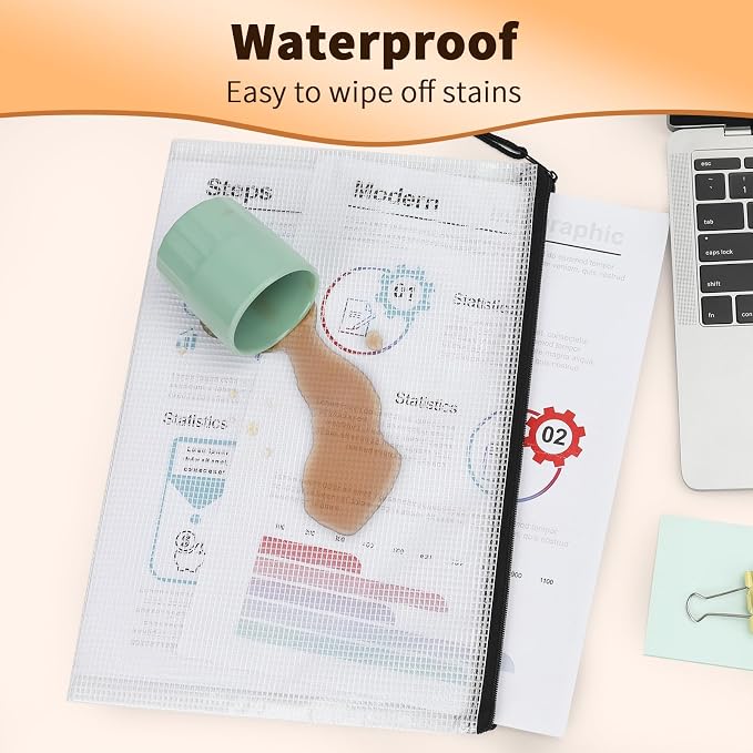 Umriox 32 Pack A4 Mesh Zipper Pouch Bulk for Office Receipt & Puzzle | Bulk Stroage, Waterproof Clear PVC Zipper Bags for Classroom Supplies, Puzzles, Receipts and Office Sorting