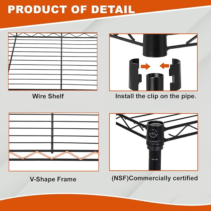 PayLessHere | 3-Tier Wire Shelf with Wheels | 23"x13"x31" | Black | Adjustable Racks | Heavy-Duty Storage Shelves, Holds Upto 170 lbs | Rust-Resistant, No-Tool Assembly | for Home, Garage Shelving