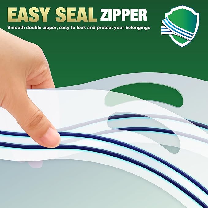 15 Gallon Large Storage Bags, 24" x 24" Clear Plastic Zipper Bags with Handles, Extra Large XL Heavy Duty for Travel Home Moving, Pack of 3