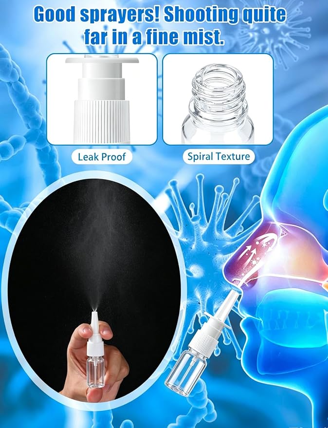 10 Pcs Nasal Spray Bottles, 5ML/0.17OZ 6 Pcs Glass Transparent Fine Mist Refillable Empty Nasal Spray Bottle with 2 Funnels and 2 Labels