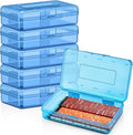 Blulu 6 Pack Large Plastic Pencil Case Box Clear Pencil Boxes Bulk Hard Crayon Box Storage with Snap Lids 8.1 x 4.7 x 2.2 Inch Painting Organizer Classroom Stationery School Supplies (Blue)