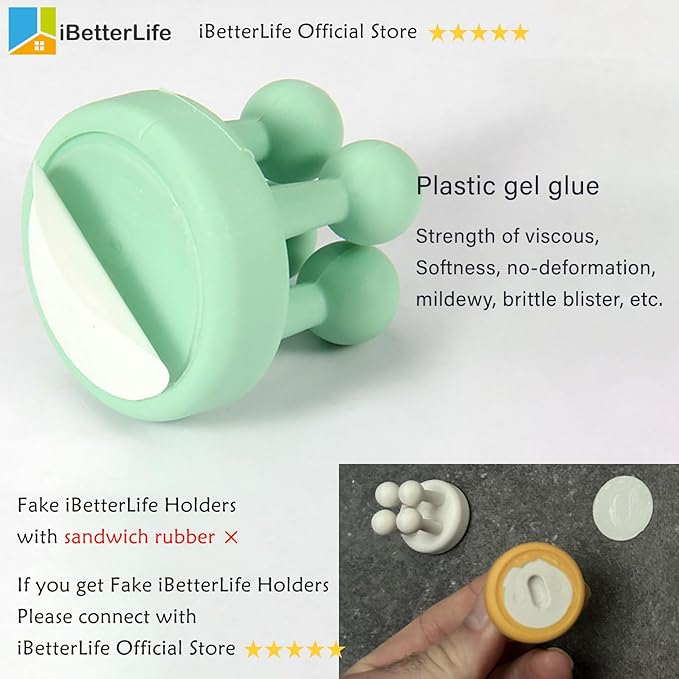 iBetterLife 5Pcs Silicone Toothbrush Holders - Multi-Function Hook Waterproof Self Adhesive Wall Mounted Single Hook for Hanging Key, Utility Plug Holder for Bathroom Kitchen Living Room Office