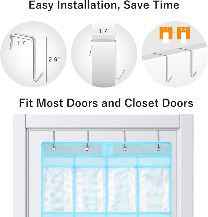 F-color Over the Door Organizer for Cruise - 16-Pocket Hanging Organizer | Tool-Free Mount with 4 Metal Hooks, See-Through Mesh Pockets, Lightweight & Foldable, Space-Saving for Travel and Daily Use