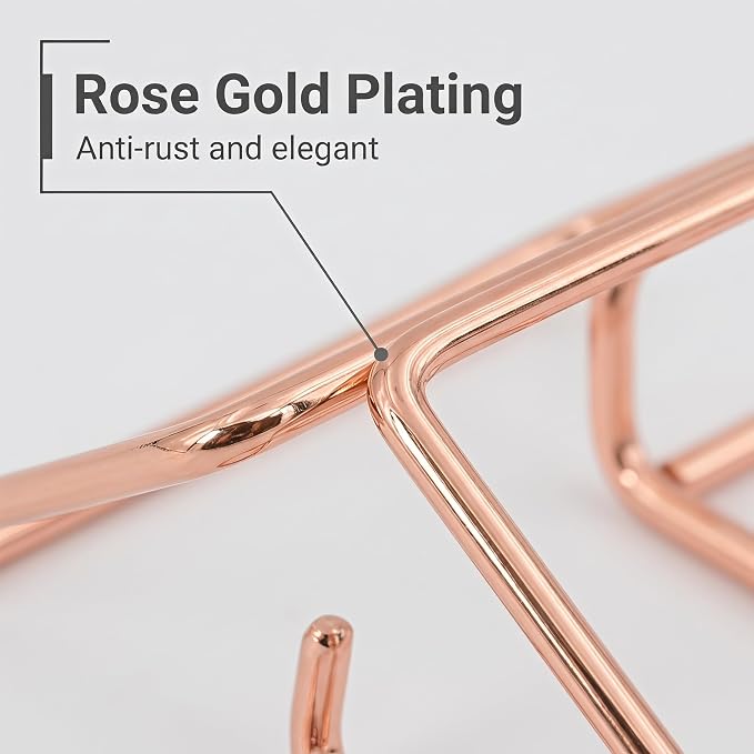 Desktop Business Card Holder, Sturdy Metal Name Card Display Stand for Office Reception, Work Desk, Exhibition Rose Gold