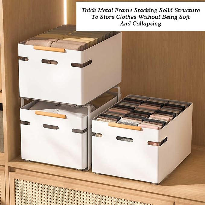 Pull Out Storage Basket,bedroom Closet Storage Racks,2-tier Stackable Storage Bins,20kg Weight Capacity,for Kitchen Bathroom Cabinets(White,43x32x25.5cm)