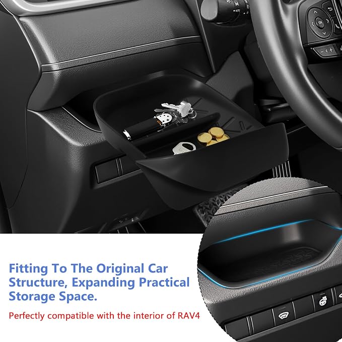 Driver's Drawer Box, Driver Side Drawer Organizer Storage compatible with Toyota RAV4 2019-2025, Center Console Interior Insert Organizer Tray for Toyota RAV4 Accessories