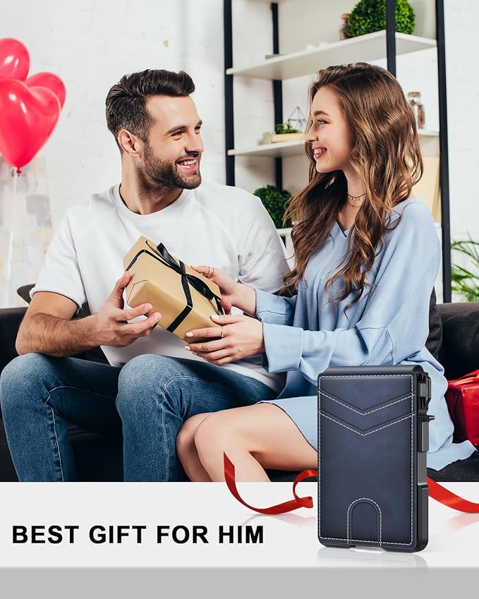 Wallet for Mens Minimalist Wallet 9-13 Cards RFID Blocking Slim Wallet | Money Clip & ID Window, Compact Smart Pop Up Card Wallet, Metal Aluminum Credit Card Holder Wallet, Birthady Gifts for Men