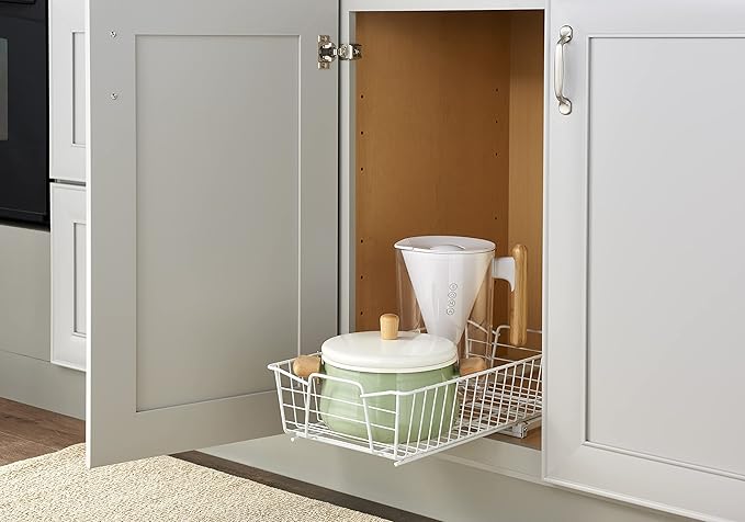 ClosetMaid Pull Out Cabinet Organizer, Heavy Duty, Slide Out Pantry Shelves Drawers for Kitchen, Bathroom, 5.25" H x 11.13" W x 20" D, White