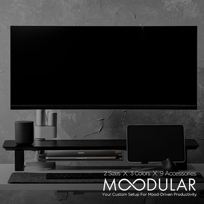 ULTRARM Moodular Storage Tray Add-On for Slide Rails, Do Not Use Alone | Accessory Only, Steel with Felt Lining, Anti-Scratch, Custom-Fit Positioning, Clutter-Free Workspace, Black, MSA-TR