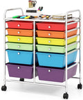 BECOMFORT 12-Drawer Rolling Cart with Drawers, Storage Cart on Wheels, Teacher Classroom Organizers with Metal Frame, Mobile Craft Cart, Trolley Utility Cart for School Office Play Room