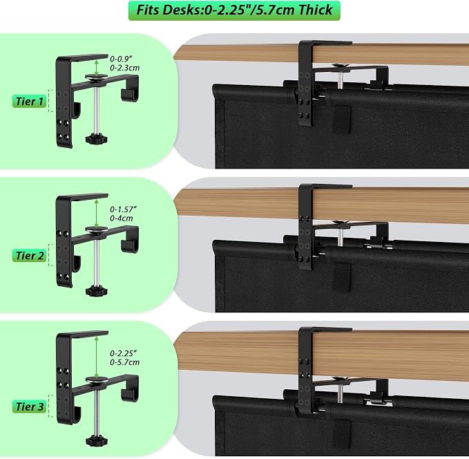 KEEGH Under Desk Cable Management Tray 36", Fabric Clamp/Screw Mount Cord Organizer, No Drill Under Desk Cable Tray for Home, Offices, Studios, Gaming Room (Black)