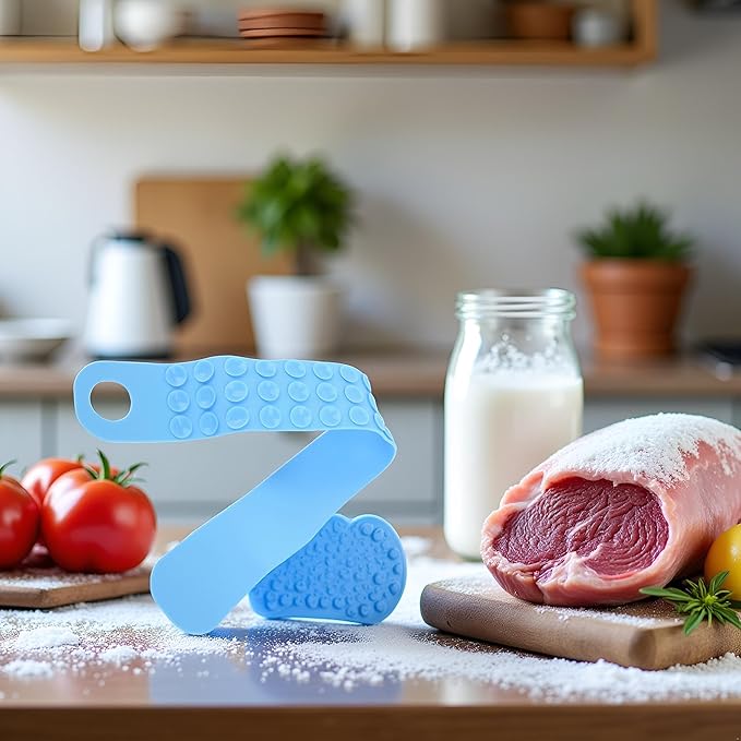 Silicone Thawing Belt for Frozen Meat, Seafood, Fish, Steak, Chicken, Fast Kitchen Defrosting Tool, Blue, Countertop and Sink Compatible