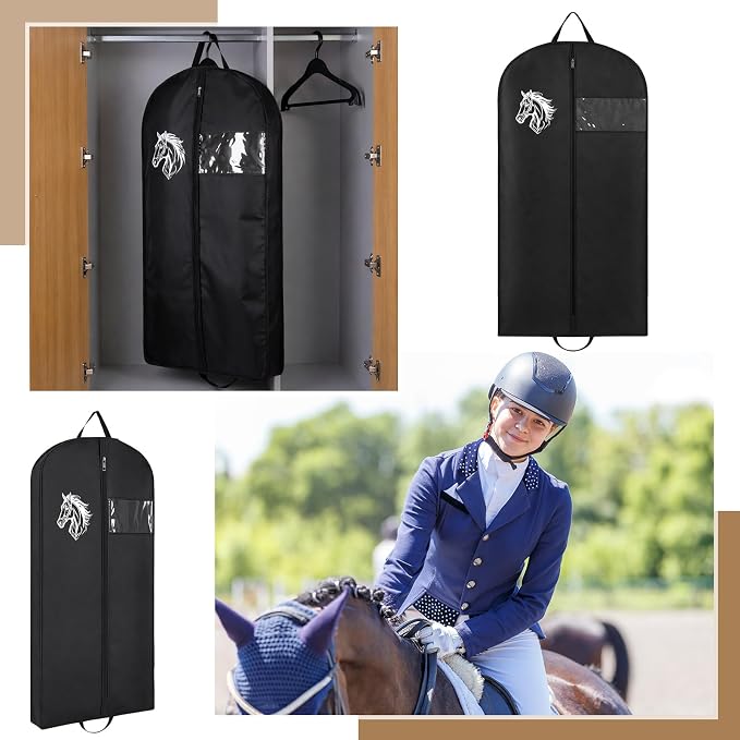 60'' Equestrian Garment Bags for Horse Show Clothes Bags Breathable for Hanging Riding Wear Contest Horse Show Uniform, 420d Polyester