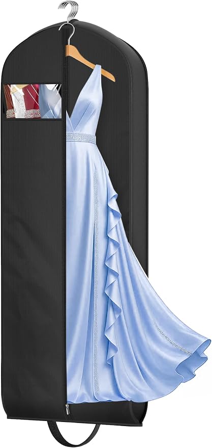 MISSLO 65" Long Garment Bags for Travel for Women 4" Gusseted Dress Bags for Gowns Waterproof Dress Protector Bag for Closet Storage Clothing Covers for Hanging Clothes Wedding Dresses Storage