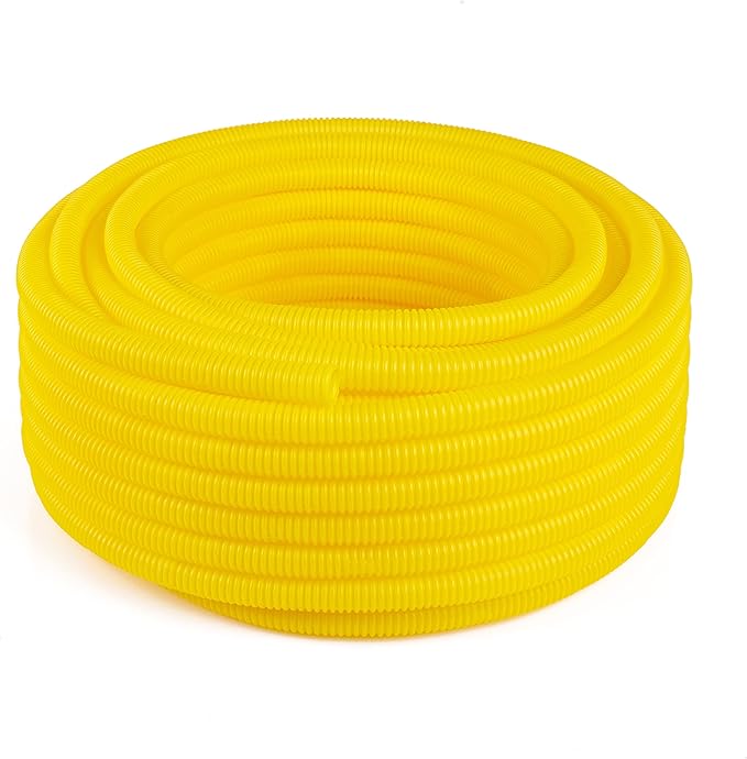 Flexible Polyethylene LDPE NON-Split Corrugated Wire Loom Tubing (1" Dia. x 100 ft, Yellow)