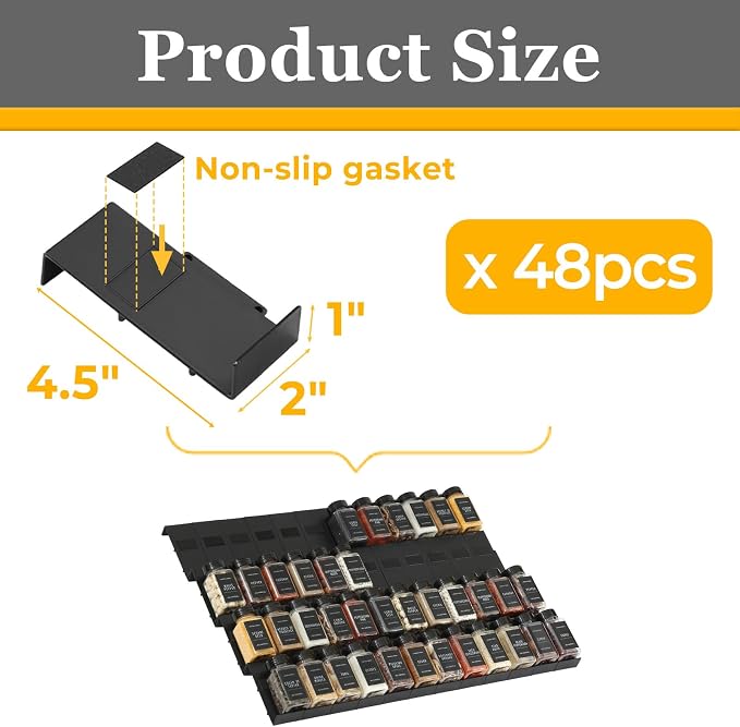 Famhap Spice Drawer Organizer Expandable 48 PCS, Fits 2"-96" Wide Drawer