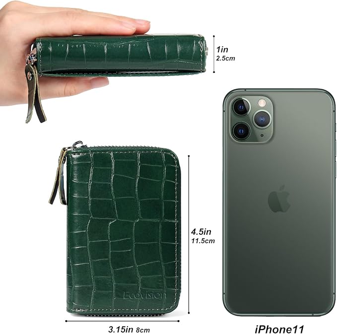 Credit Card Wallet, RFID Card Case Wallet, Zipper Card Cases Holder for Men Women, RFID Blocking, KeyChain Wallet, Compact Size Card Organizer Case for Women