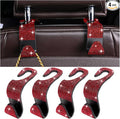 Zpana 4PCS Bling Car Seat Headrest Hooks, Vehicle Back Seat Purse Handbag Hanging Holder with Crystal Rhinestone, Diamond Storage Organizer Hook, Universal Automotive Accessories (Black/Red)